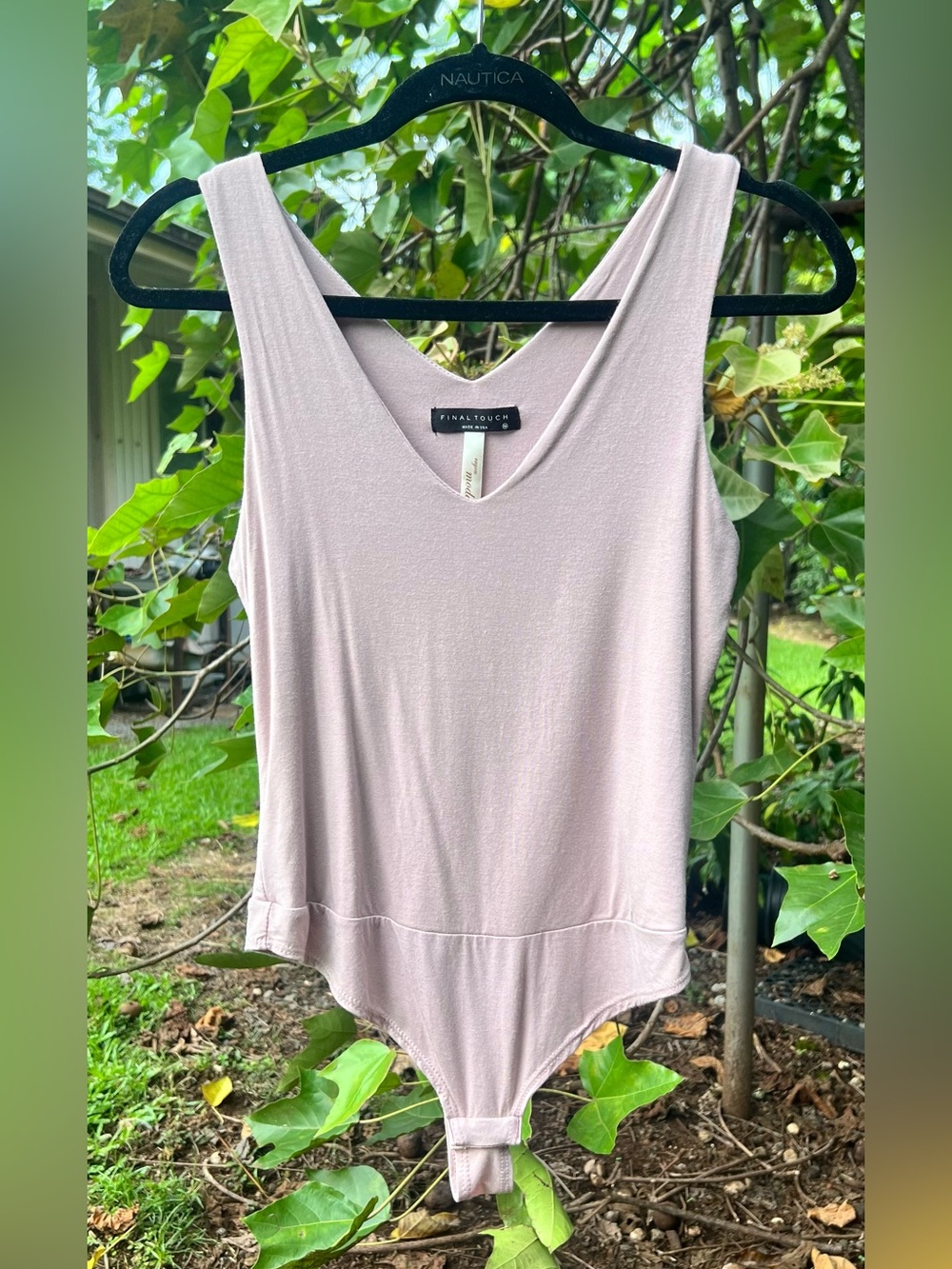 Final Touch Beige Bodysuit, Size Medium, BNWOT